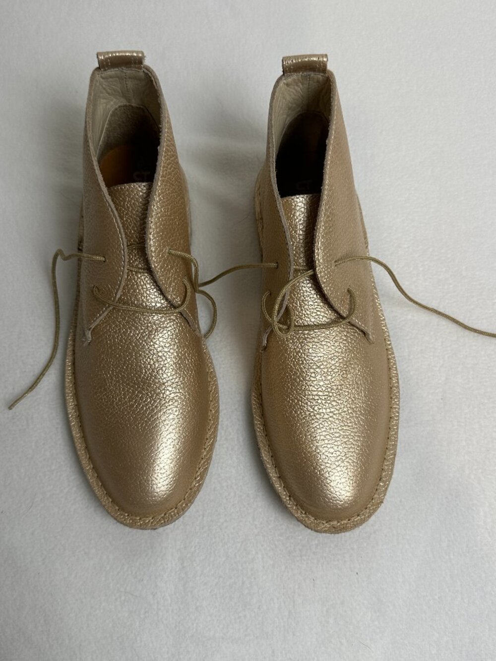 TEI Metallic Gold Leather Ankle Boots – Handmade Colombian Design - Size 7.5